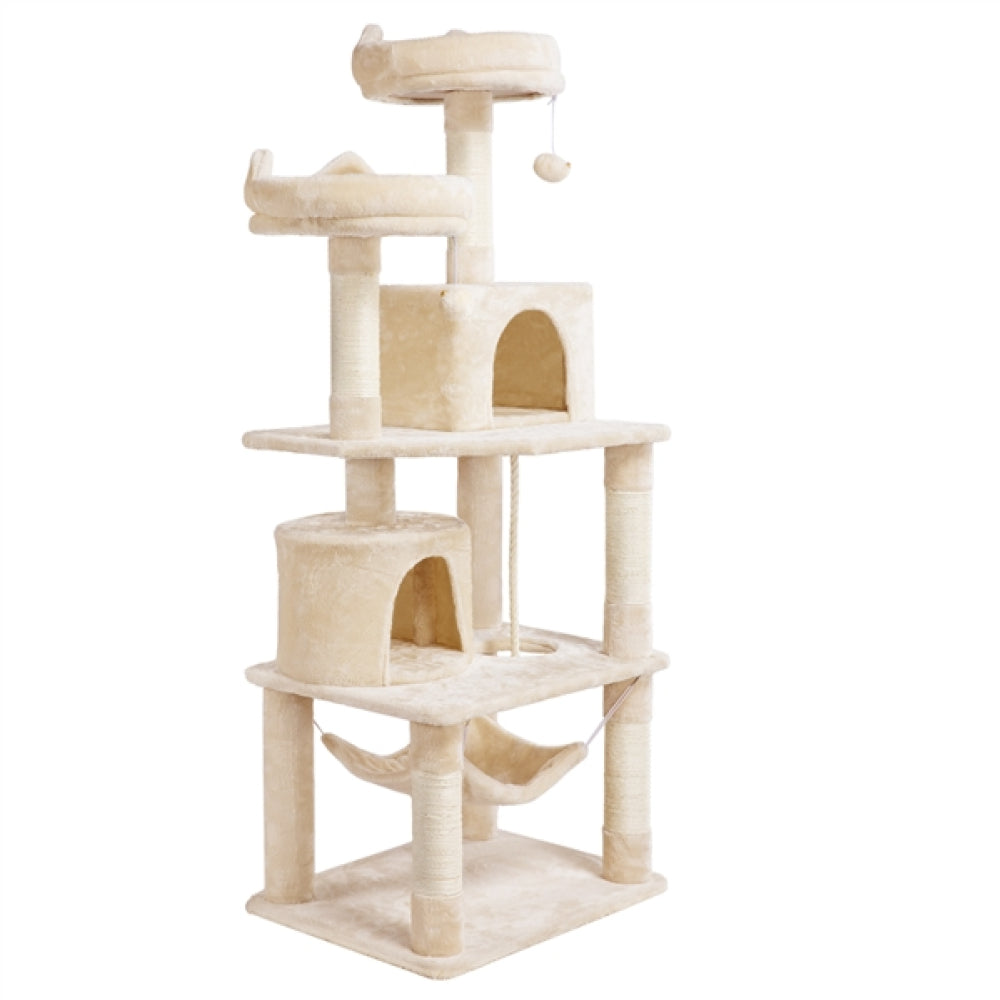 Multi-Level Cat Tree with 2 Condos & 2 Perches & Scratching Posts & Hammock