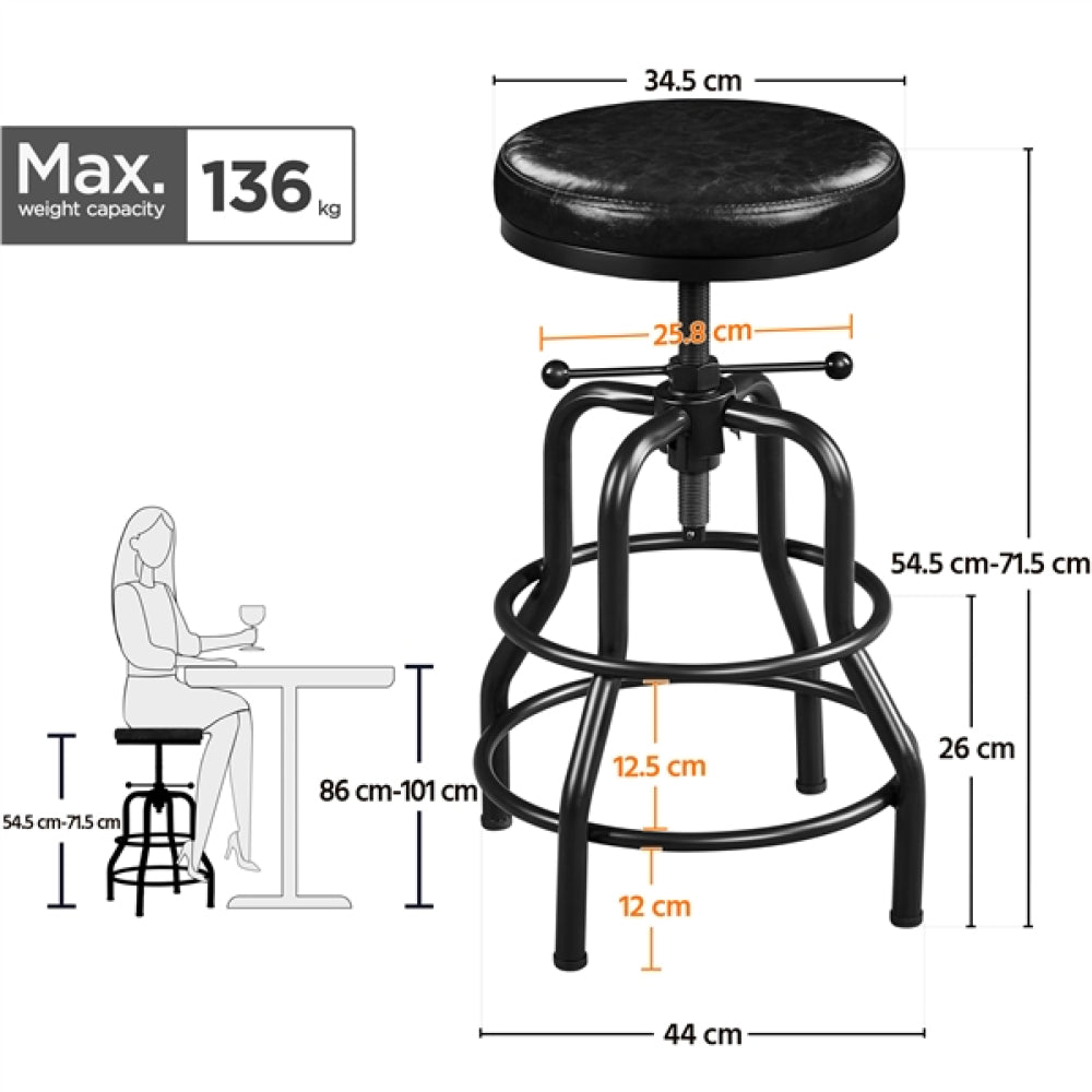 Vintage Industrial Bar Stool Rustic Swivel Bar Stool