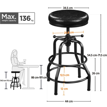 Vintage Industrial Bar Stool Rustic Swivel Bar Stool