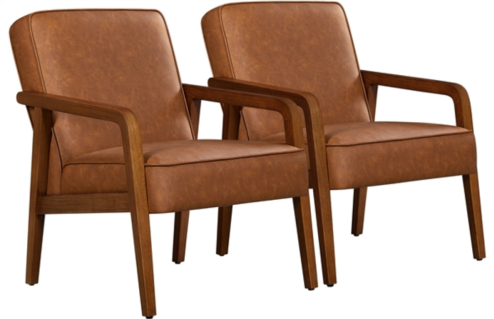 Set of Two Mid-Century Retro Modern Upholstered Lounge Chair Armchair