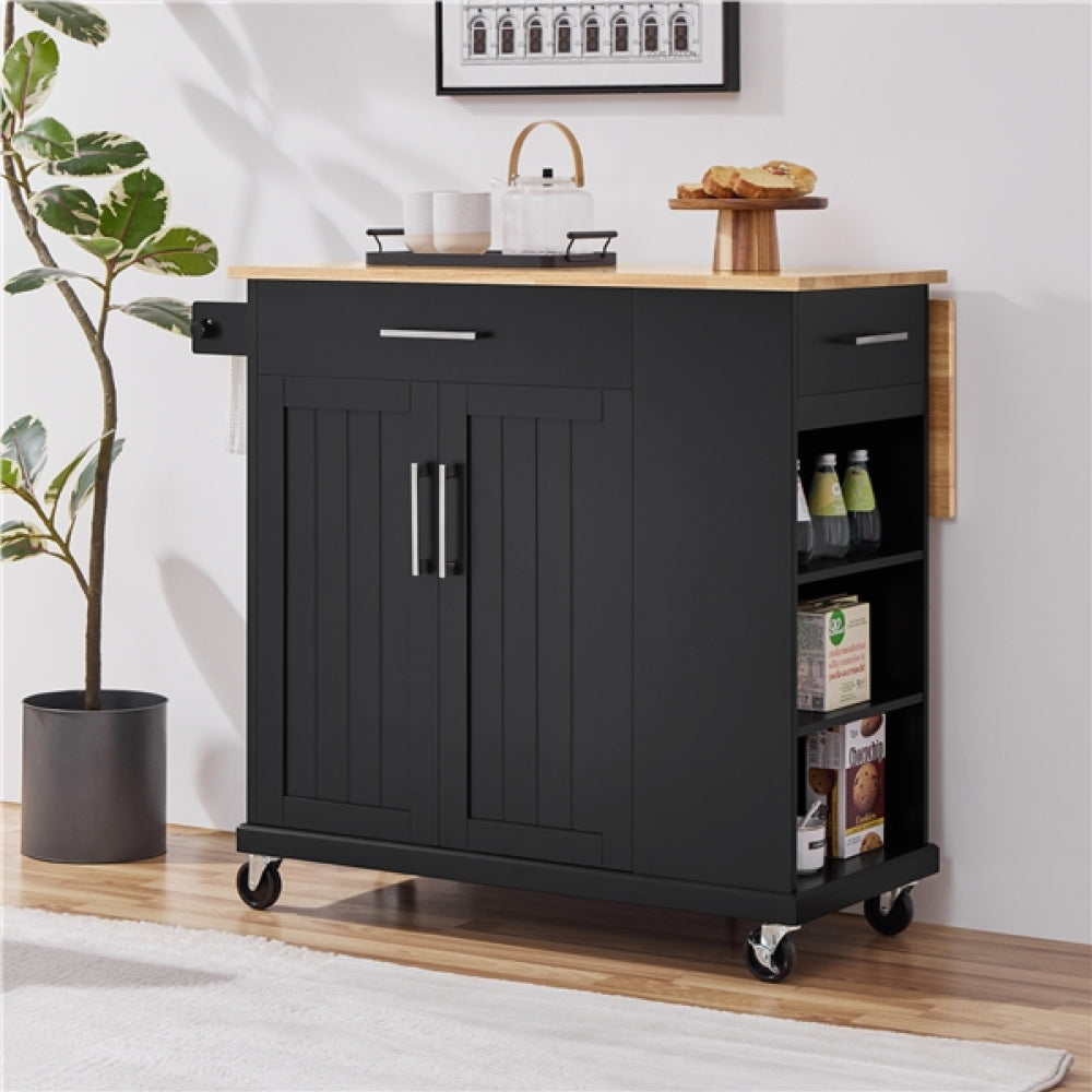 Kitchen Island Kitchen Trolley on Wheels with Drawers & Cabinet
