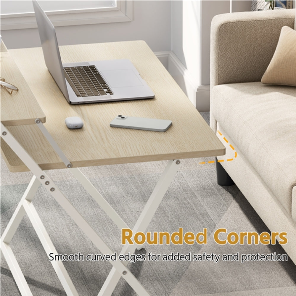 2-Tier Foldable Computer Desk w/ Monitor Shelf