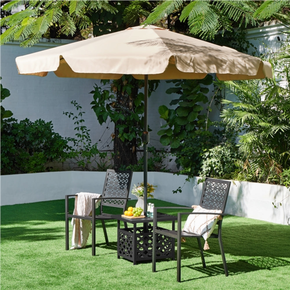 Set of 2 Outdoor Patio Dining Chairs with Armrests Modern Steel Bistro Chairs