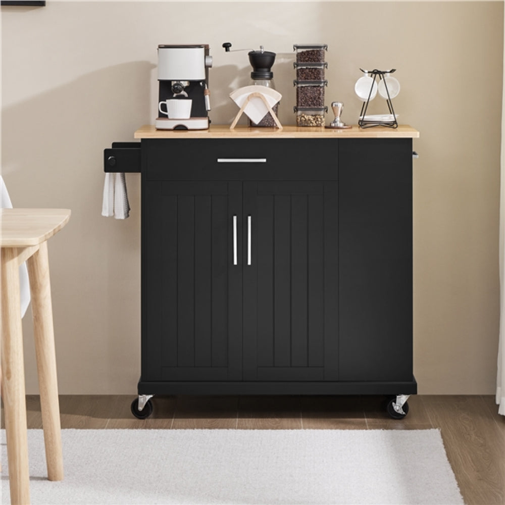 Kitchen Island Kitchen Trolley on Wheels with Drawers & Cabinet