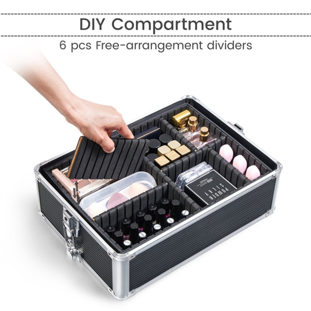 5-In-1 Professional Aluminum Rolling Cosmetic Makeup Train Cases Trolley