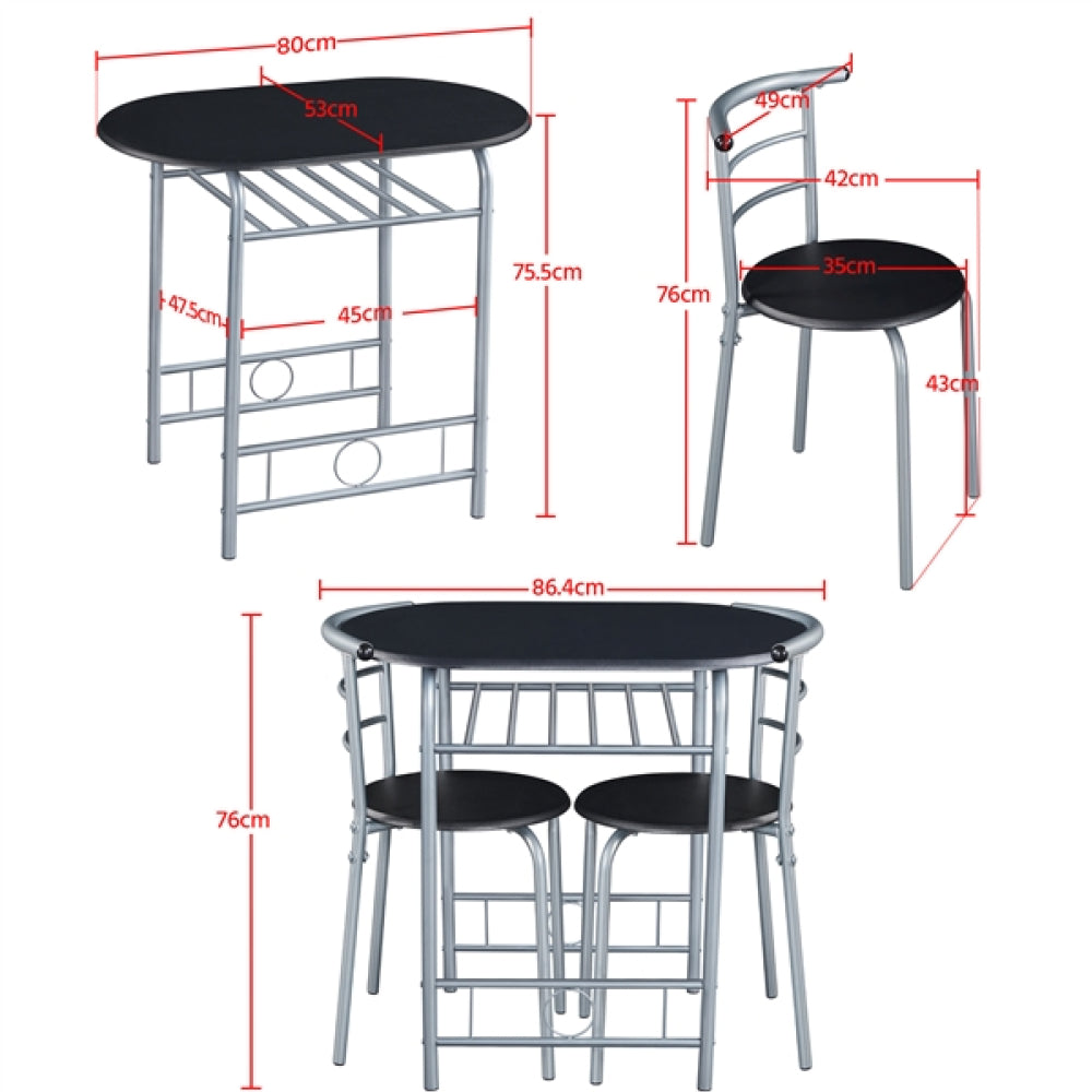 Modern Round Dining Table Set for 2 Dining Chairs