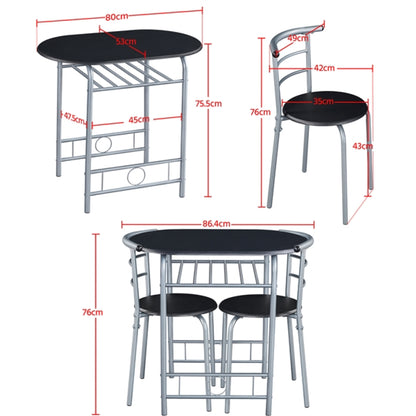 Modern Round Dining Table Set for 2 Dining Chairs