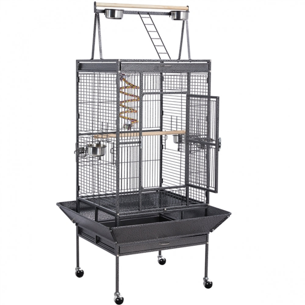 H68.5'' Play Top Parrot Cage Metal Rolling Bird Cage