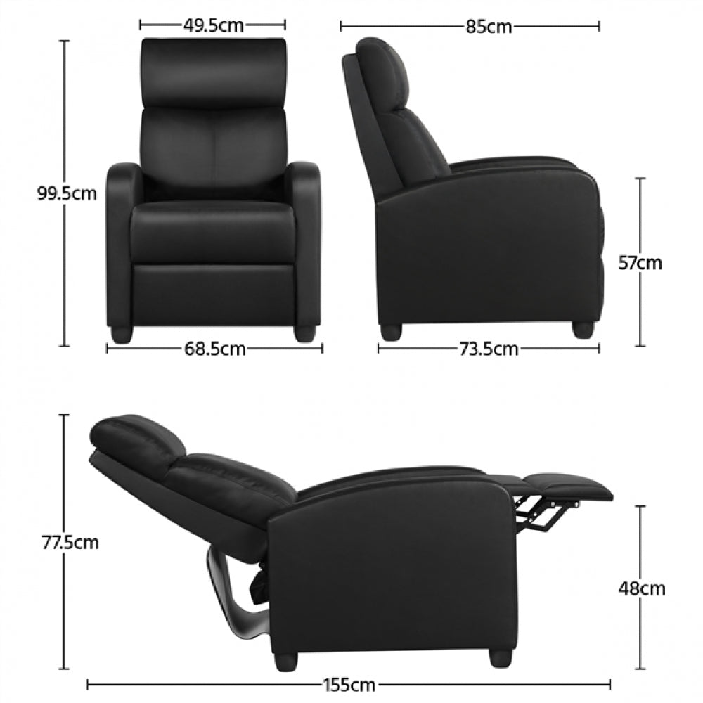 Recliner Chair PU Leather Recliner Sofa Adjustable Modern Single Reclining Chair