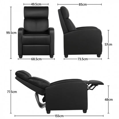 Recliner Chair PU Leather Recliner Sofa Adjustable Modern Single Reclining Chair