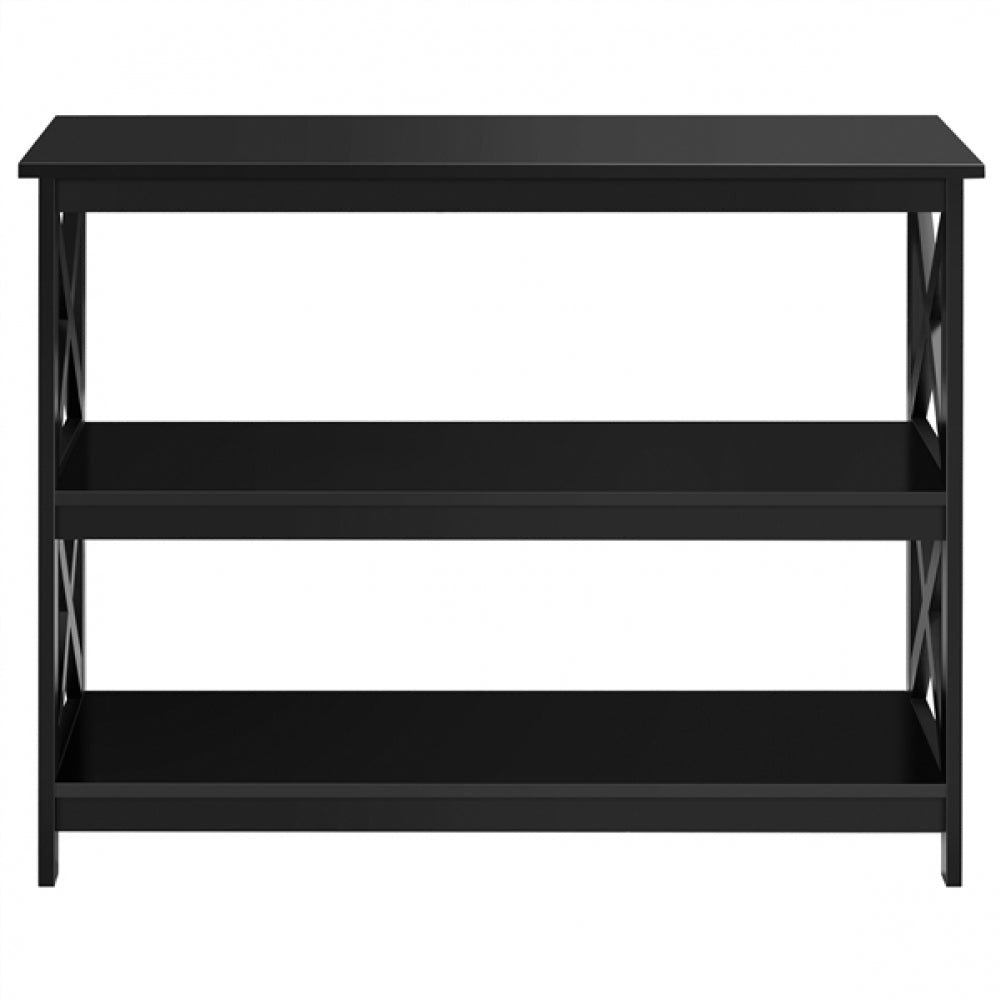 3-Tier Wooden Console Table Sofa Side Table with X-shape