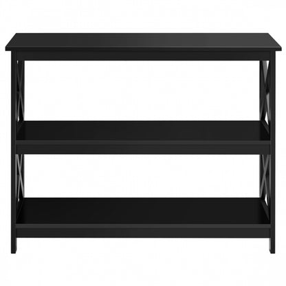 3-Tier Wooden Console Table Sofa Side Table with X-shape