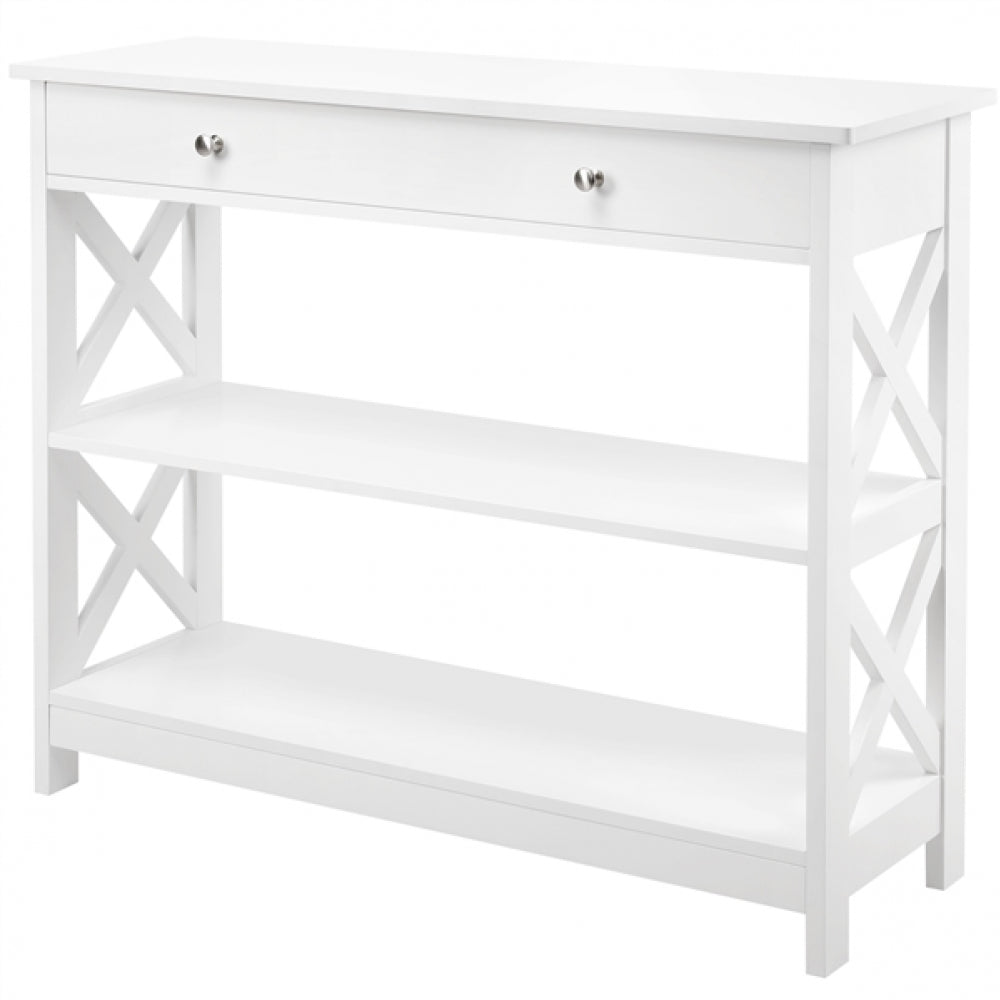 Wooden Console Table with 1 Drawer and 2 Open Shelves Versatile Entryway Table