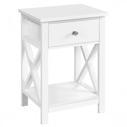 Improved Quality Wood X Shape Bedside End Table Set of 2 Storage Cabinet Nightstand