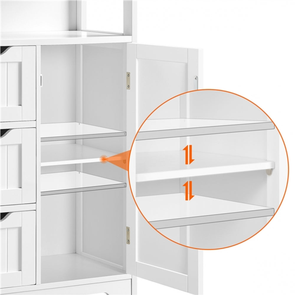 Bathroom Floor Cabinet MDF Wooden Storage Organizer w/ Drawers