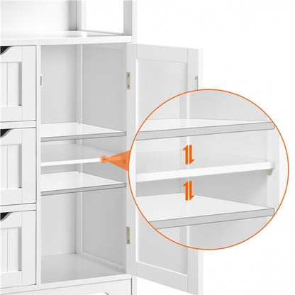 Bathroom Floor Cabinet MDF Wooden Storage Organizer w/ Drawers