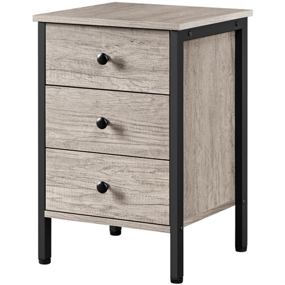 3 Drawer Nightstand Storage Nightstand Metal Frame Dresser Organizer