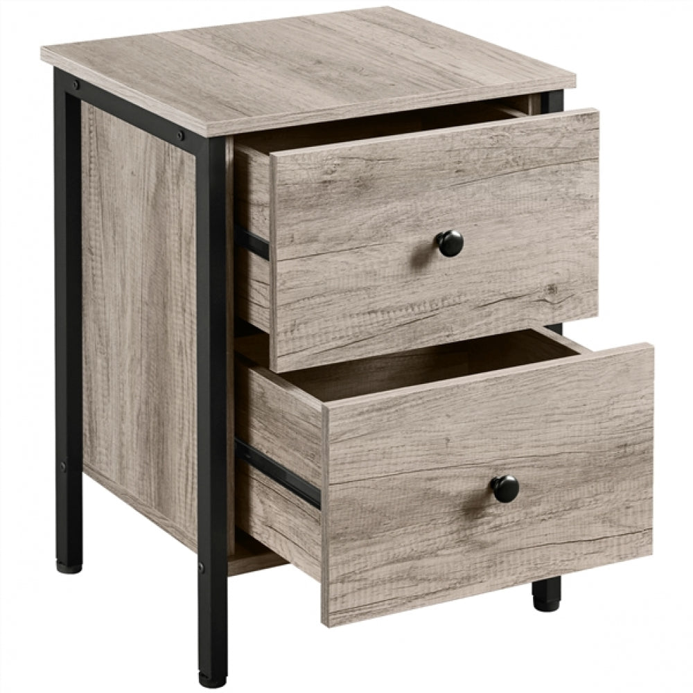 Metal-Framed Side Table with 2 Drawers