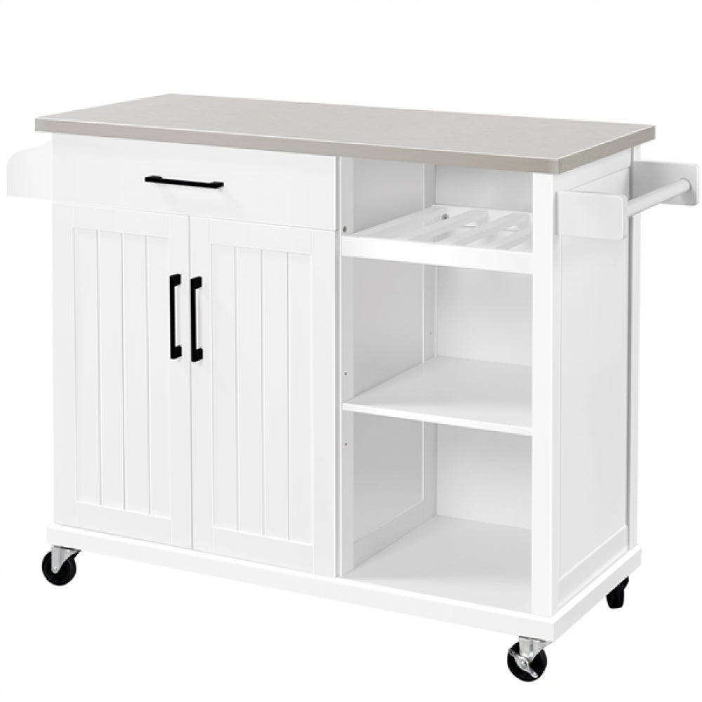 Kitchen Trolley Kitchen Island Cart with Stainless Steel Top & Storage