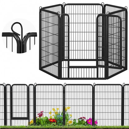 100cm Tall 6 Panels Heavy Duty Dog Playpen Exercise Barrier Outdoor Indoor Fence