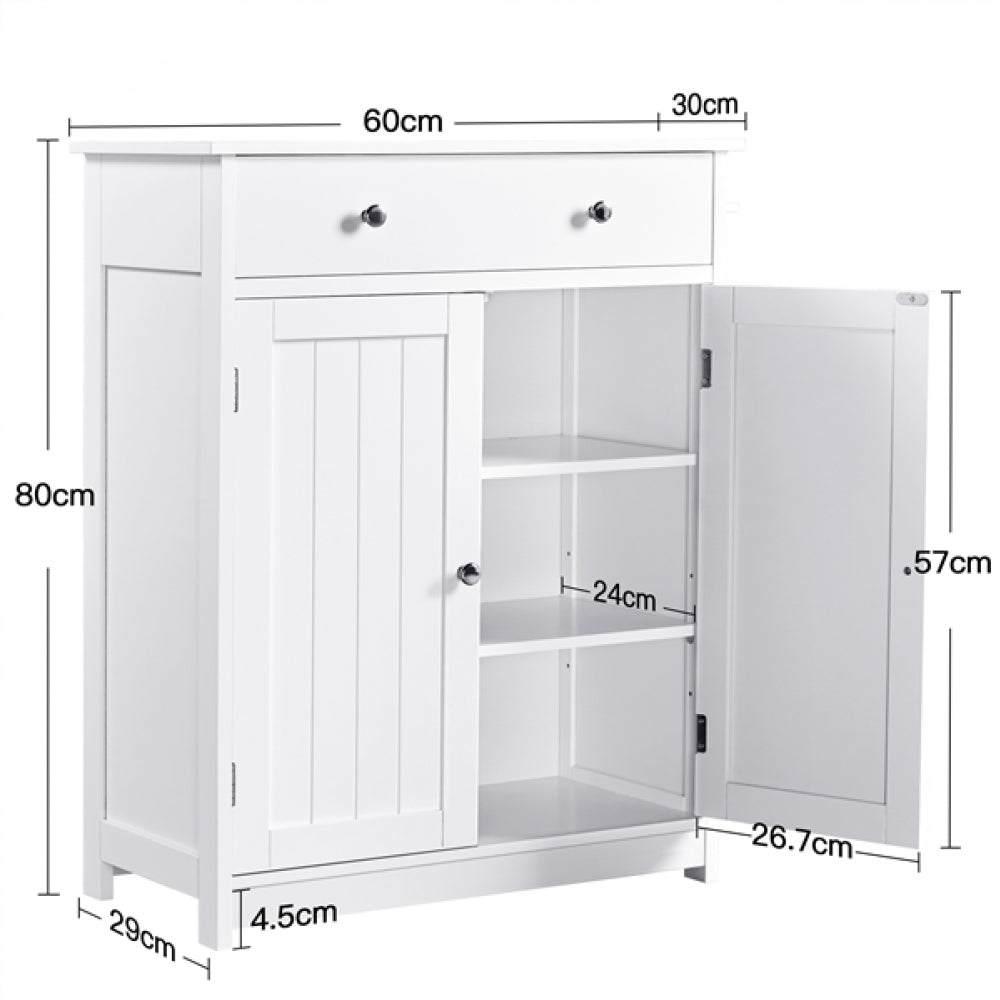 Free-Standing Bathroom Cabinet Storage Cabinet with 1 Drawer 2 Doors