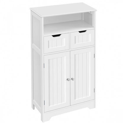 Bathroom Floor Storage Cabinet with 2 Drawers & Shelf Height-Adjustable Cabinet