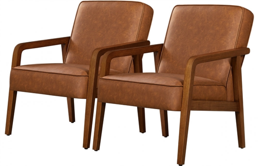 Set of Two Mid-Century Retro Modern Upholstered Lounge Chair Armchair