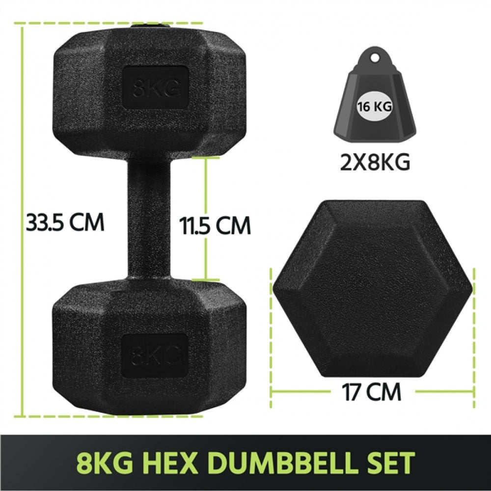 Set of 2 x 8kg Dumbbells Sporting Hand Weights