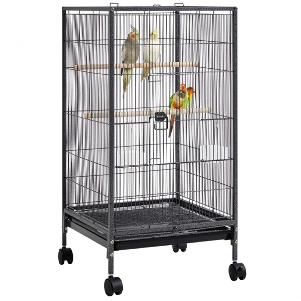 40-Inch H Wrought Iron Bird Cage with Rolling Stand