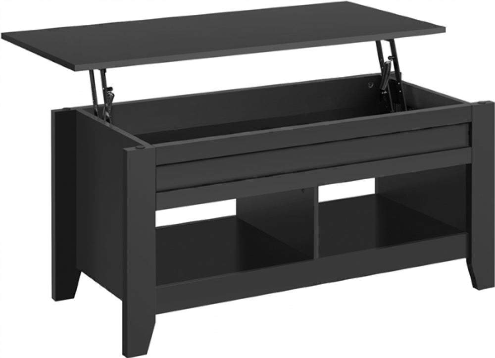 Shaker Design Lift Top Coffee Table w/Storage & 2 Open Shelves