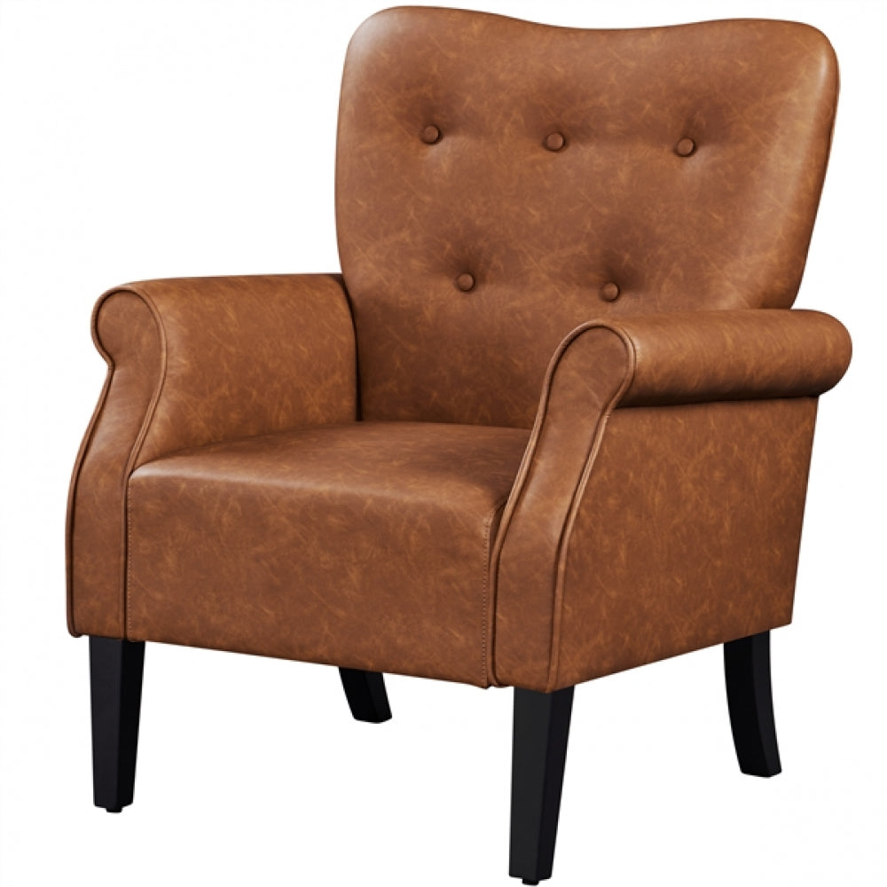 1 Pair Mid-century Modern Faux Leather Accent Chair Armchair