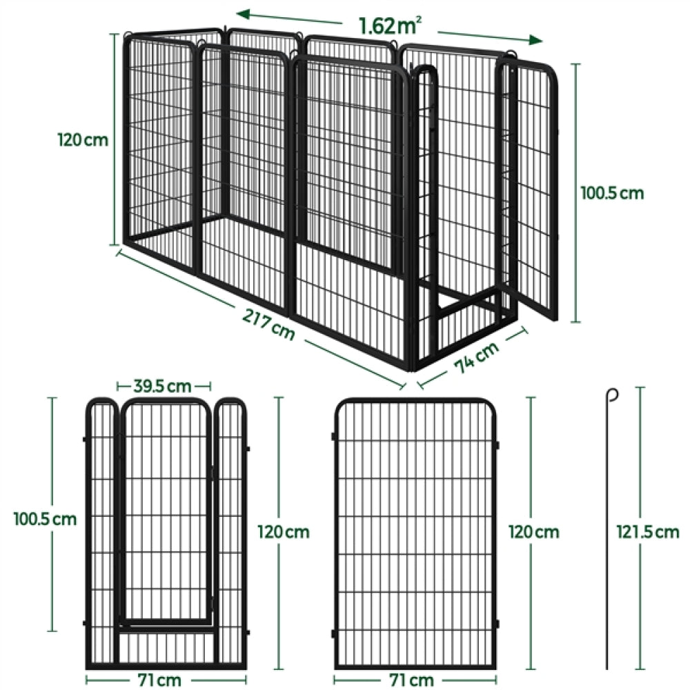 120cm Tall 8 Panels Dog Playpen Panels Foldable Metal Pet Fence