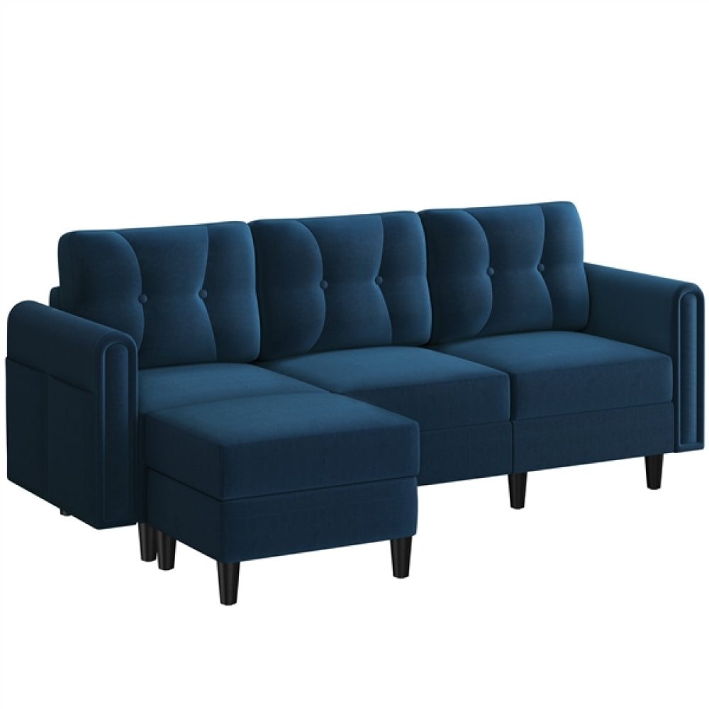 Velvet Upholstered Corner Sofa Set