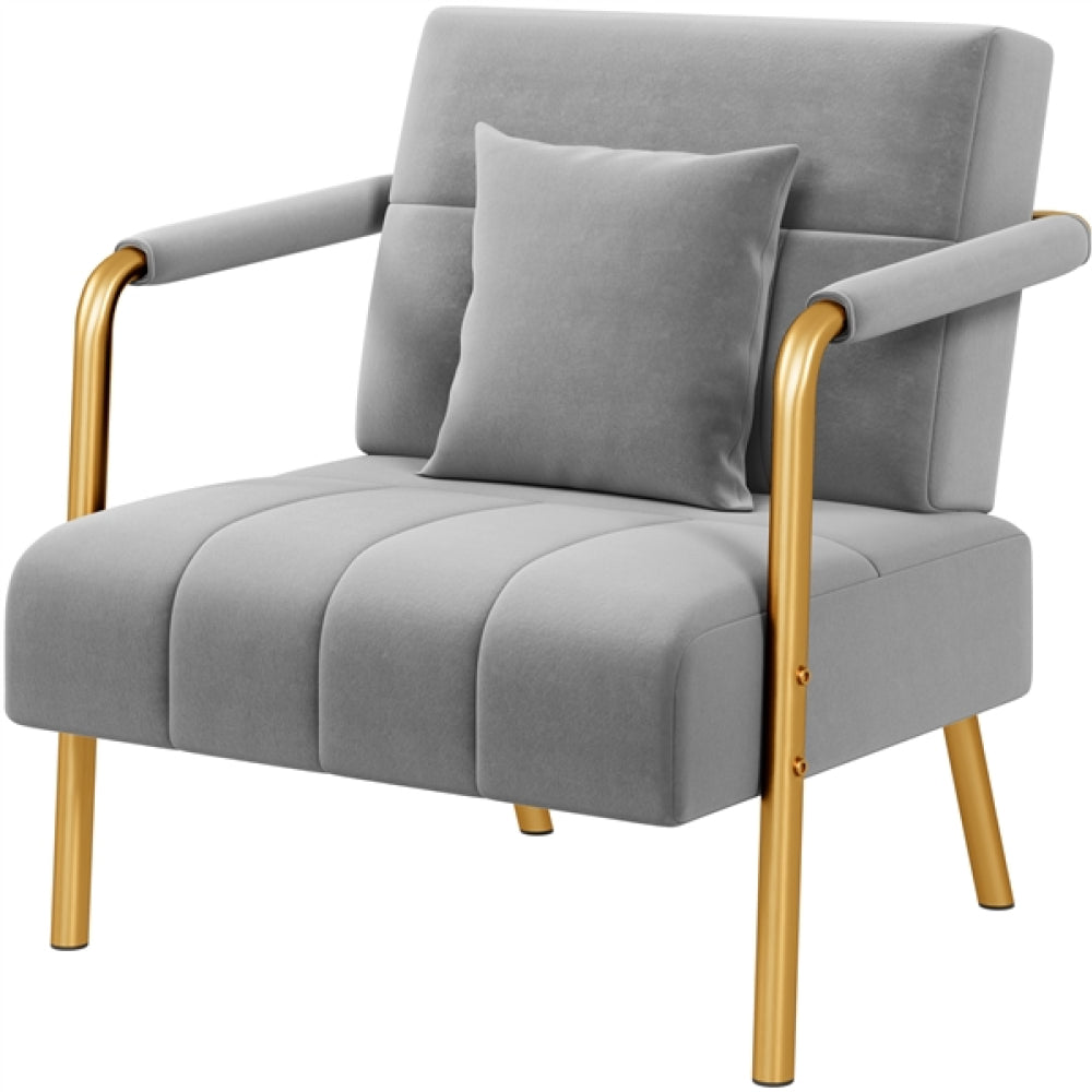 Velvet Accent Armchair with Cozy Pillow