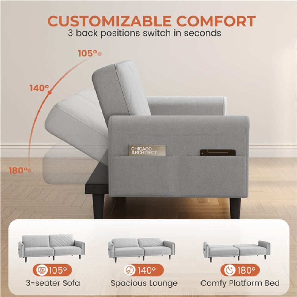 Convertible Sofa Bed Fabric 3-Seater Sofa Bed