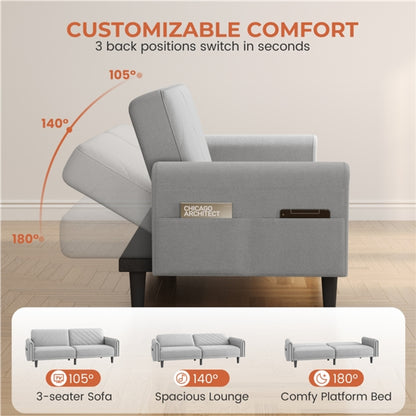 Convertible Sofa Bed Fabric 3-Seater Sofa Bed