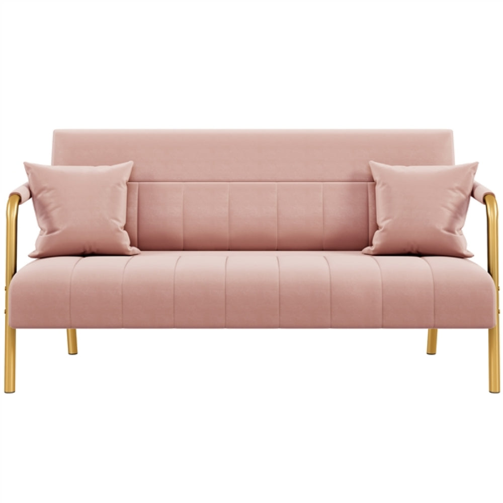 Upholstered Sofa Couch with Gold-tone Metal Arms and Legs