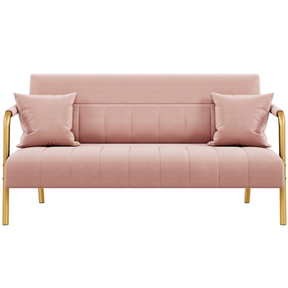 Upholstered Sofa Couch with Gold-tone Metal Arms and Legs
