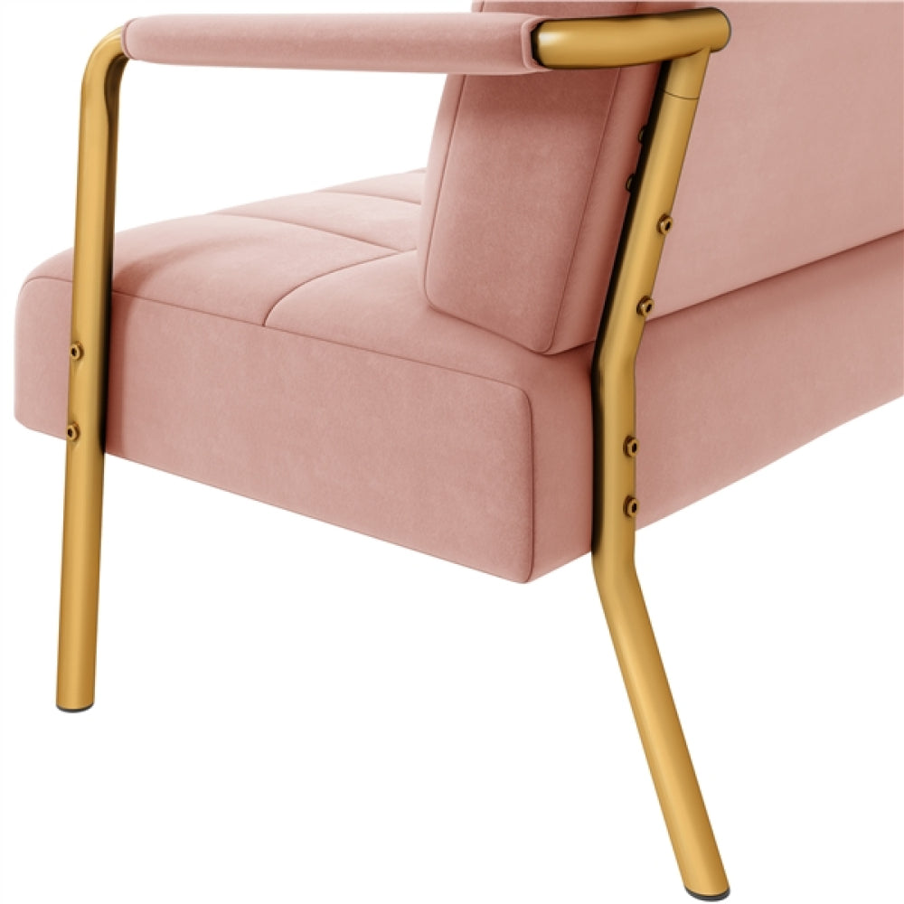 Upholstered Sofa Couch with Gold-tone Metal Arms and Legs