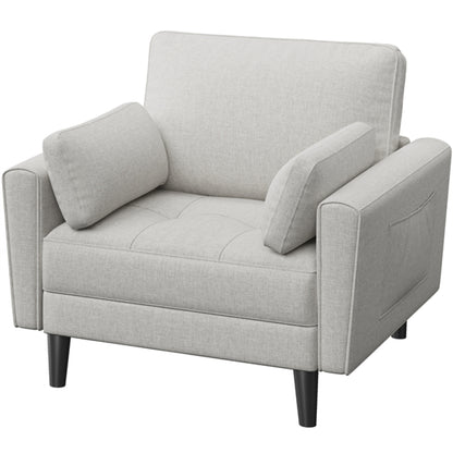 Tufted Oversized Armchair Comfy Fabric Accent Chair Single Sofa