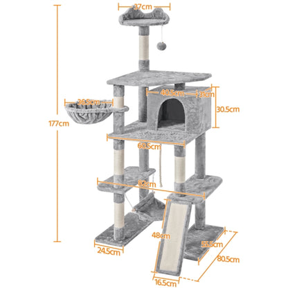 70″ Tall Multilevel Cat Tree Large Cat Tower with Condo & Perch & Basket