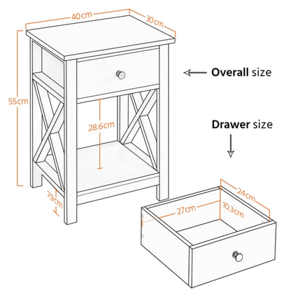 Pack of 2 Improved Quality Wood X Shape Bedside End Table Storage Cabinet Night Stand