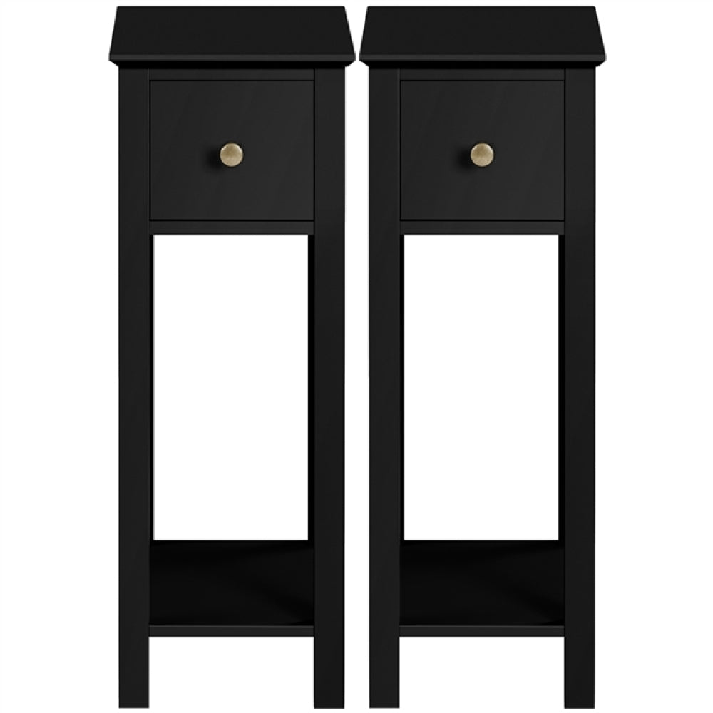 Slim Bedside Tables Set of 2 End Tables With Storage Drawers