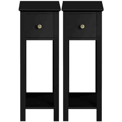 Slim Bedside Tables Set of 2 End Tables With Storage Drawers