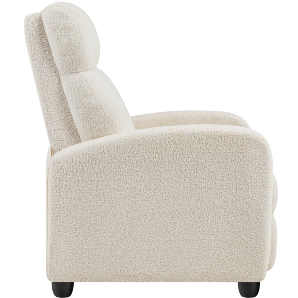 Upholstered  Recliner Boucle Recliner Sofa Adjustable Modern Single Reclining Chair
