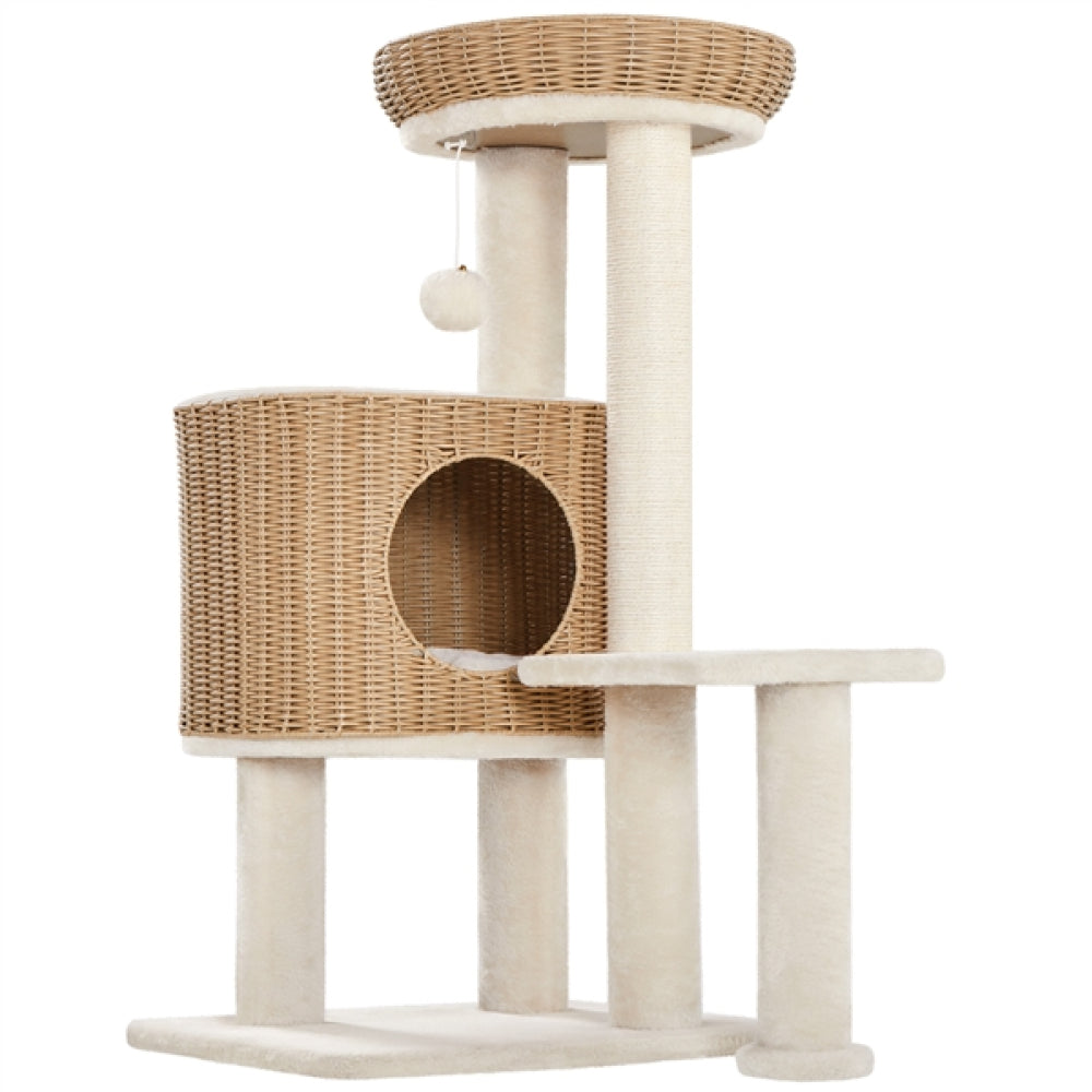 36″ Tall Rattan Cat Tree Cat House Cat Tower