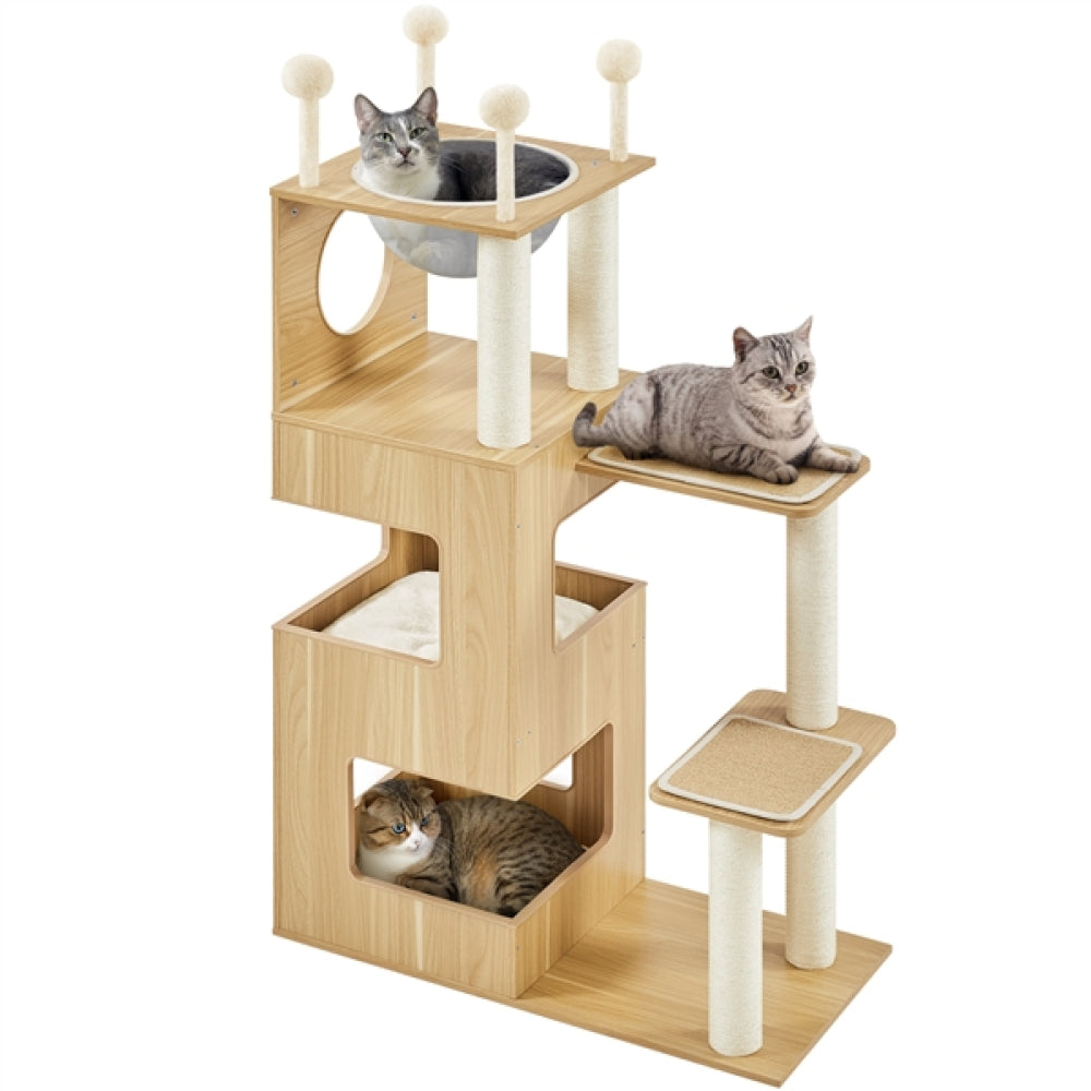 53" Tall Wooden Cat Tree Tower
