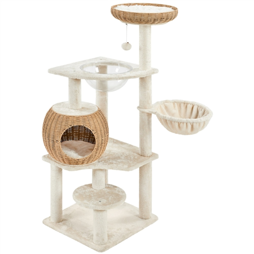 54″ Tall Rattan Cat Tree Cat Tower