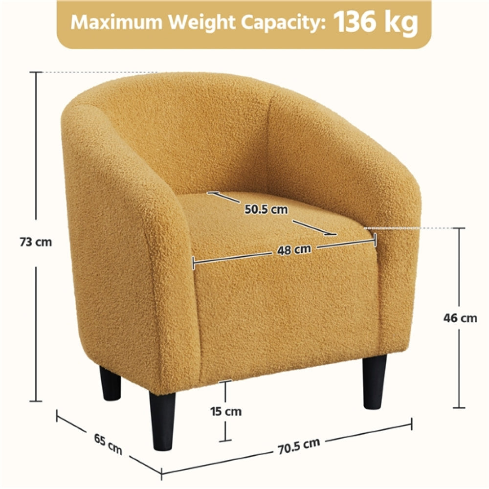 Boucle Club Chair Accent Barrel Chair Tub Chair