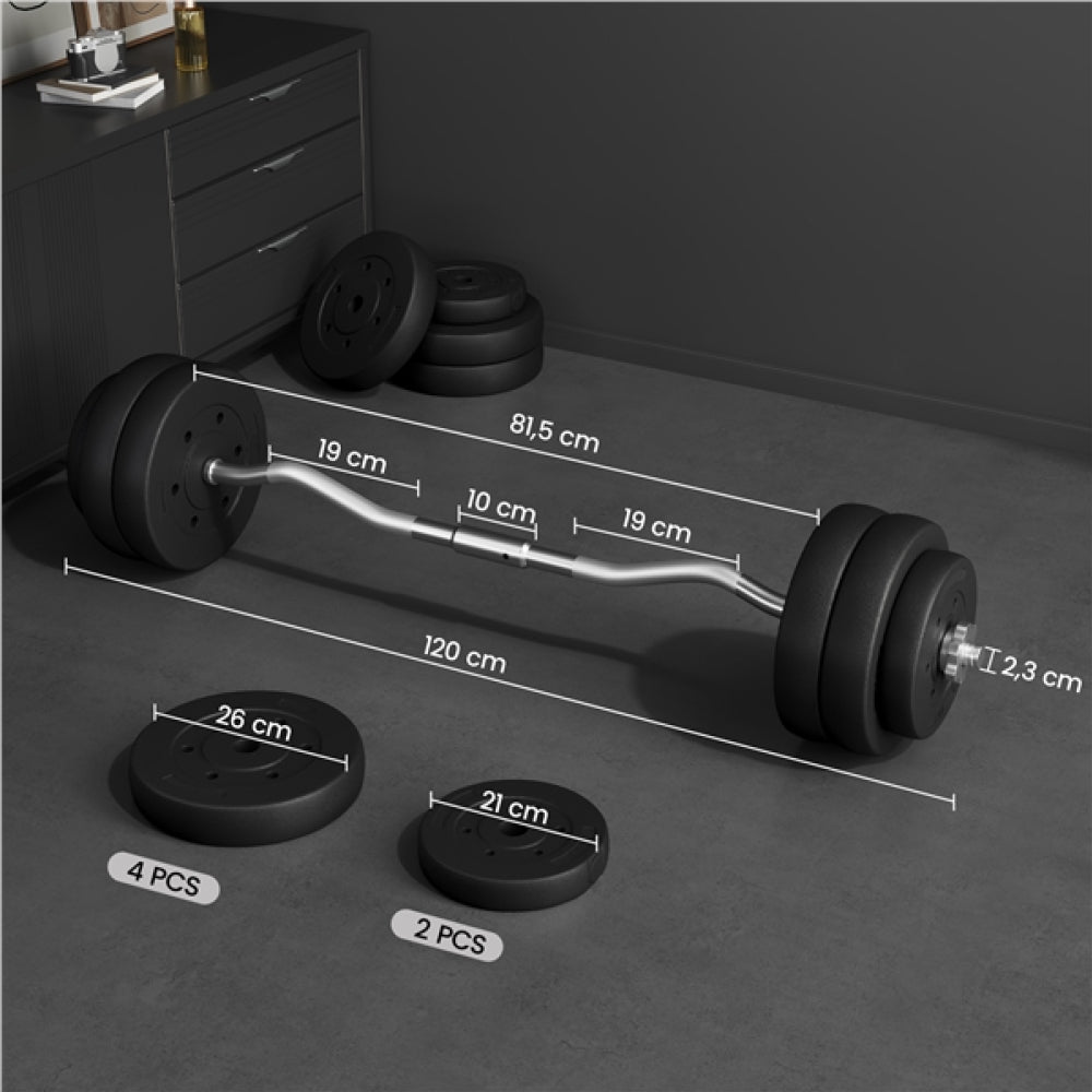 30 KG Home Gym Barbell Weight Set Detachable Curl Bar with Plates and Star Locks